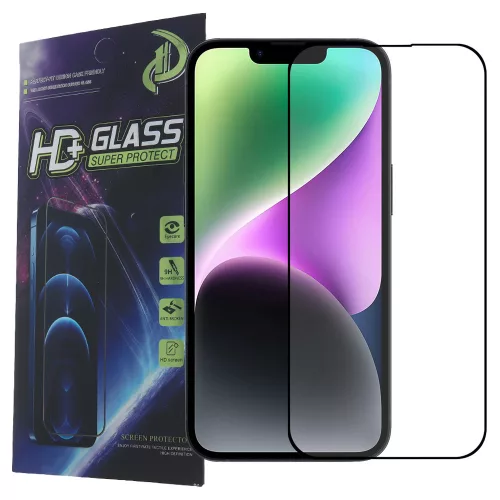 iPhone 13 Mini üvegfólia, tempered glass, előlapi, 9D, edzett, hajlított, fekete kerettel