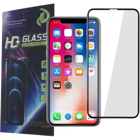   iPhone 11 Pro / X / XS üvegfólia, tempered glass, előlapi, 9D, edzett, hajlított, fekete kerettel