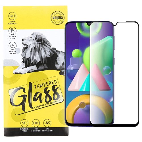 Samsung Galaxy A02s / A03s üvegfólia, tempered glass, előlapi, 9D, edzett, hajlított, fekete kerettel