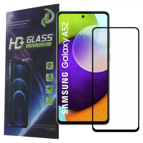   Samsung Galaxy A52 4G/5G / A52s 5G / A53 5G üvegfólia, tempered glass, előlapi, 9D, edzett, hajlított, fekete kerettel