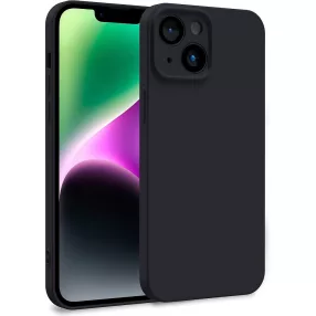   iPhone 14 szilikon tok, hátlaptok, telefon tok, velúr belsővel, matt, fekete, Silicon