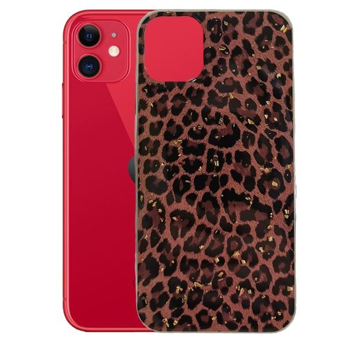iPhone 11 hátlaptok, telefon tok, kemény, leopárd mintás, Gold Glam Leopard print 1