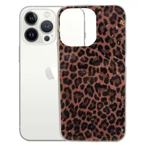  iPhone 13 Pro hátlaptok, telefon tok, kemény, leopárd mintás, Gold Glam Leopard print 1