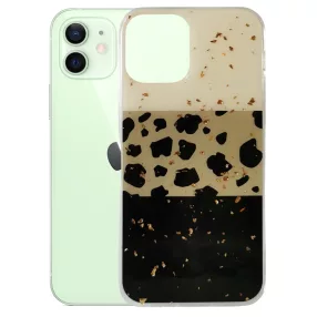   iPhone 12 / 12 Pro hátlaptok, telefon tok, kemény, leopárd mintás, Gold Glam Leopard print 2