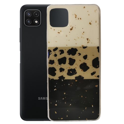 Samsung Galaxy A22 5G hátlaptok, telefon tok, kemény, leopárd mintás, Gold Glam Leopard print 2