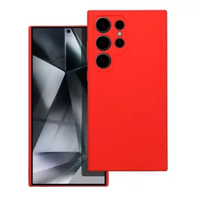   Samsung Galaxy S24 Ultra 5G szilikon tok, hátlaptok, telefon tok, velúr belsővel, matt, piros, Silicon