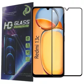   Xiaomi Redmi 13C / Poco C65 üvegfólia, tempered glass, előlapi, 9D, edzett, hajlított, fekete kerettel