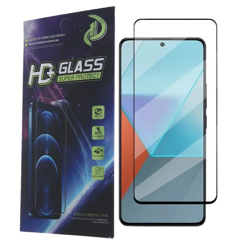 Xiaomi Redmi Note 13 Pro 4G / 5G / Poco M6 Pro 4G / X6 Pro 5G üvegfólia, tempered glass, előlapi, 9D, edzett, hajlított, fekete kerettel