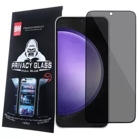   Samsung Galaxy S24 5G üvegfólia, tempered glass, előlapi, edzett, hajlított, fekete kerettel, betekintés védelemmel, Privacy