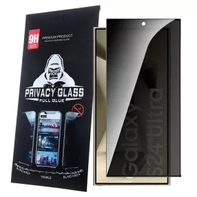   Samsung Galaxy S24 Ultra 5G üvegfólia, tempered glass, előlapi, edzett, hajlított, fekete kerettel, betekintés védelemmel, Privacy