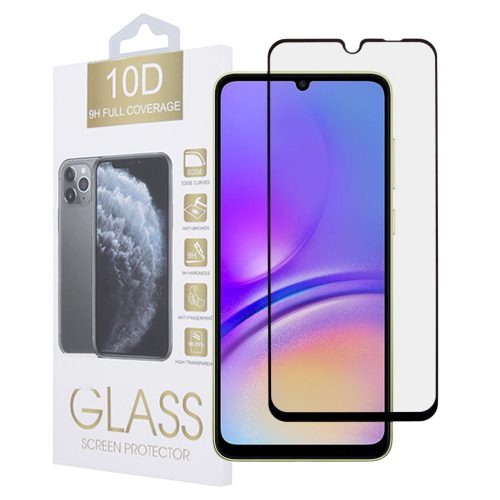 Samsung Galaxy A05s üvegfólia, tempered glass, előlapi, 10D, edzett, hajlított, fekete kerettel