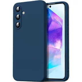   Samsung Galaxy A55 5G szilikon tok, hátlaptok, telefon tok, velúr belsővel, matt, sötétkék, Silicon