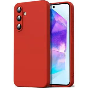   Samsung Galaxy A55 5G szilikon tok, hátlaptok, telefon tok, velúr belsővel, matt, piros, Silicon