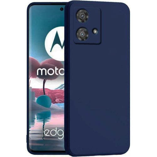 Motorola Edge 40 Neo 5G szilikon tok, hátlaptok, telefon tok, velúr belsővel, matt, sötétkék, Silicon