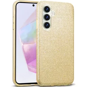   Samsung Galaxy A55 5G szilikon tok, hátlaptok, telefon tok, csillámos, arany, Glitter