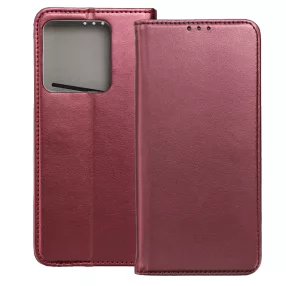   Xiaomi Redmi Note 13 Pro 5G / Poco X6 5G könyvtok, fliptok, telefon tok, mágneszáras, bankkártyatartós, bordó, Smart Magnetic