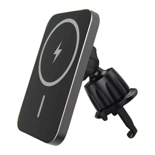 Forever RUS138-MS-01 mágneses vezeték nélküli autós tartó – szellőzőrácsra rögzíthető, MagSafe kompatibilis, újrahasznosított, 15W
