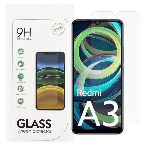 Xiaomi Redmi A3 üvegfólia, tempered glass, előlapi, edzett, 9H, 0.3mm