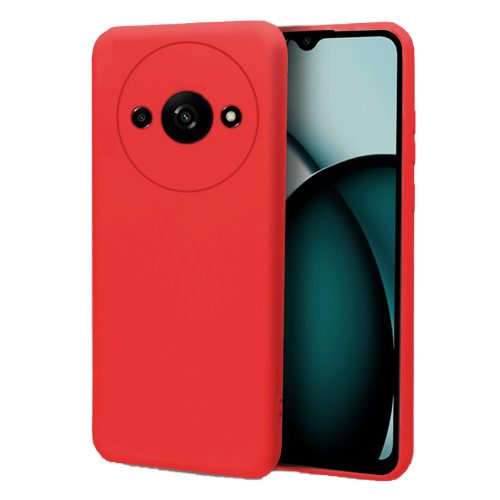 Xiaomi Redmi A3 4G szilikon tok, hátlaptok, telefon tok, velúr belsővel, matt, piros, Silicon