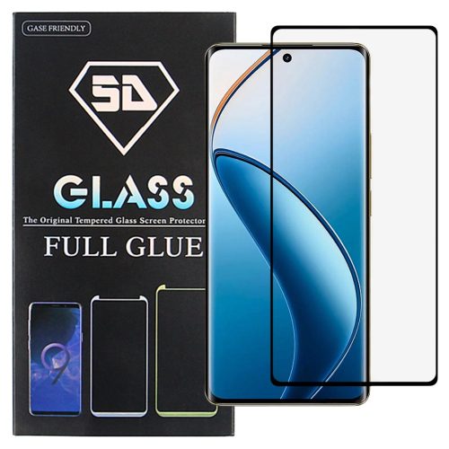 Realme 12 Pro Plus (Pro+) 5G üvegfólia, tempered glass, előlapi, 5D, edzett, hajlított, fekete kerettel