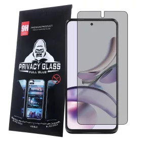   Motorola Moto G34 5G üvegfólia, tempered glass, előlapi, edzett, hajlított, fekete kerettel, betekintés védelemmel, Privacy