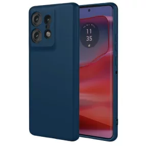   Motorola Edge 50 Pro 5G szilikon tok, hátlaptok, telefon tok, velúr belsővel, matt, sötétkék, Silicon