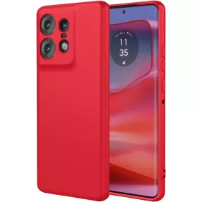   Motorola Edge 50 Pro 5G szilikon tok, hátlaptok, telefon tok, velúr belsővel, matt, piros, Silicon