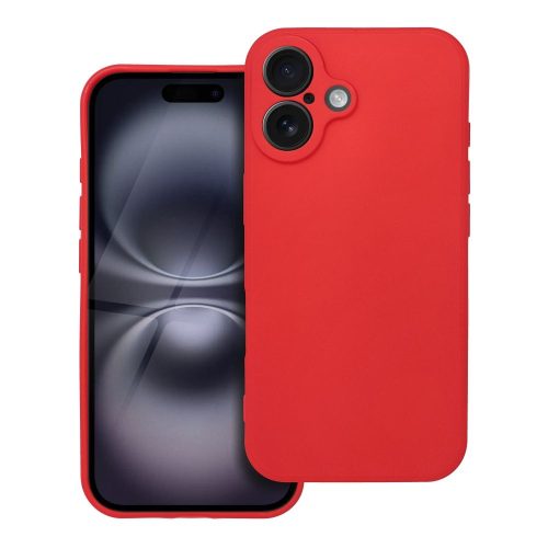 iPhone 16 Plus szilikon tok, hátlaptok, telefon tok, velúr belsővel, matt, piros, Silicon