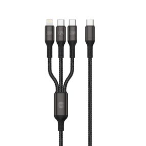   3in1 töltőkábel, USB-C - 2x USB-C / iPhone 8pin, 60W 1.2m, fekete, Forever