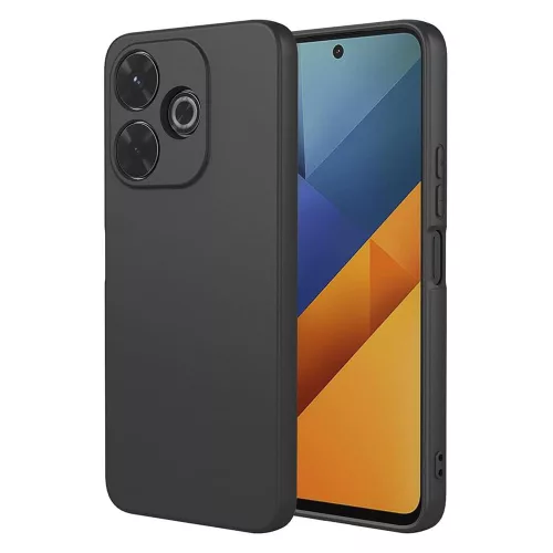 Xiaomi Redmi 13 4G / Poco M6 4G szilikon tok, hátlaptok, telefon tok, velúr belsővel, matt, fekete, Silicon