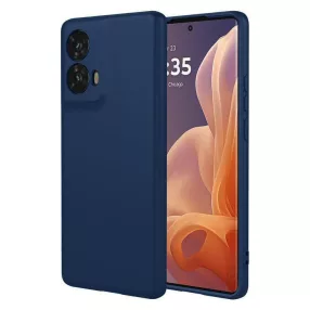   Motorola Edge 50 Fusion 5G szilikon tok, hátlaptok, telefon tok, velúr belsővel, matt, sötétkék, Silicon