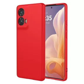   Motorola Edge 50 Fusion 5G szilikon tok, hátlaptok, telefon tok, velúr belsővel, matt, piros, Silicon