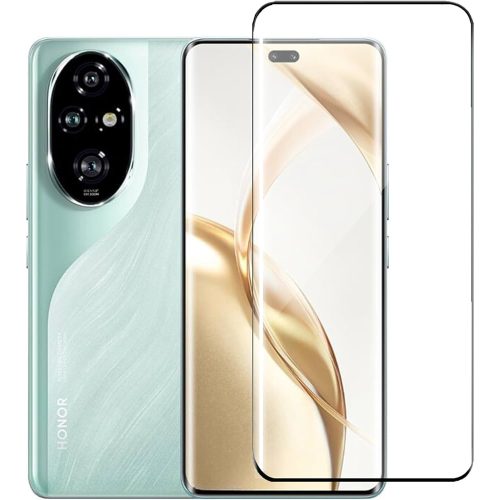 Honor 200 Pro 5G üvegfólia, tempered glass, előlapi, 5D, edzett, hajlított, fekete kerettel