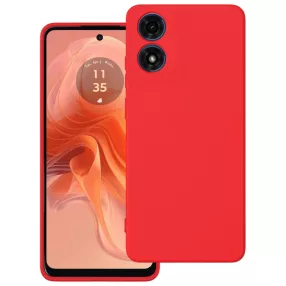   Motorola Moto E14 / G04 / G04s szilikon tok, hátlaptok, telefon tok, velúr belsővel, matt, piros, Silicon