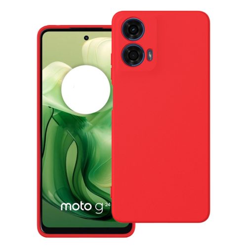 Motorola Moto G24 Power Edition szilikon tok, hátlaptok, telefon tok, velúr belsővel, matt, piros, Silicon