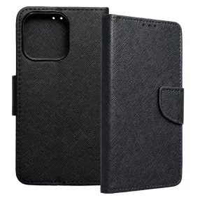   iPhone 16 Pro Max könyvtok, fliptok, telefon tok, bankkártyatartós, mágneszáras, fekete, Fancy