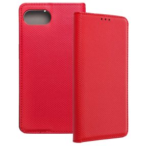   iPhone 16e / 17e könyvtok, fliptok, telefon tok, szilikon keretes, mágneszáras, piros