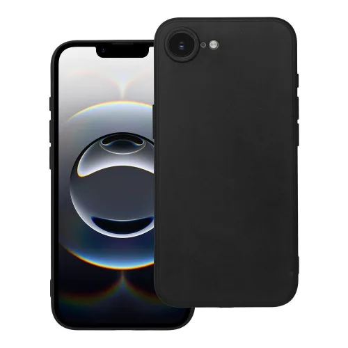 iPhone 16e / 17e szilikon tok, hátlaptok, telefon tok, velúr belsővel, matt, fekete, Silicon