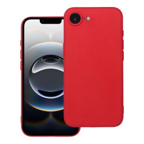   iPhone 16e / 17e szilikon tok, hátlaptok, telefon tok, velúr belsővel, matt, piros, Silicon