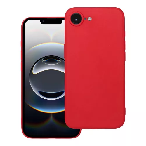 iPhone 16e / 17e szilikon tok, hátlaptok, telefon tok, velúr belsővel, matt, piros, Silicon