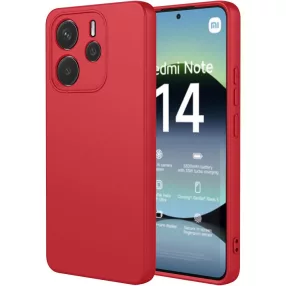   Xiaomi Redmi Note 14 4G szilikon tok, hátlaptok, telefon tok, velúr belsővel, matt, piros, Silicon