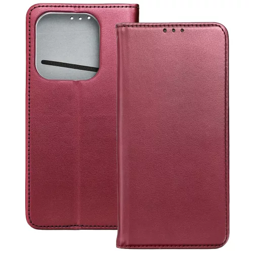 Xiaomi Redmi Note 14 4G könyvtok, fliptok, telefon tok, mágneszáras, bankkártyatartós, bordó, Smart Magnetic