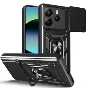   Xiaomi Redmi Note 14 4G hátlap tok, telefon tok, kitámasztható, mágneses, ütésálló, fekete, Defender Slide
