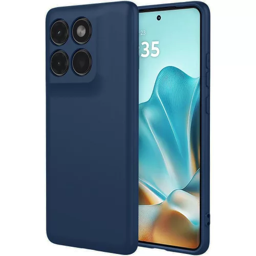 Motorola Edge 60 Fusion 5G / Edge 60 5G szilikon tok, hátlaptok, telefon tok, velúr belsővel, matt, sötétkék, Silicon