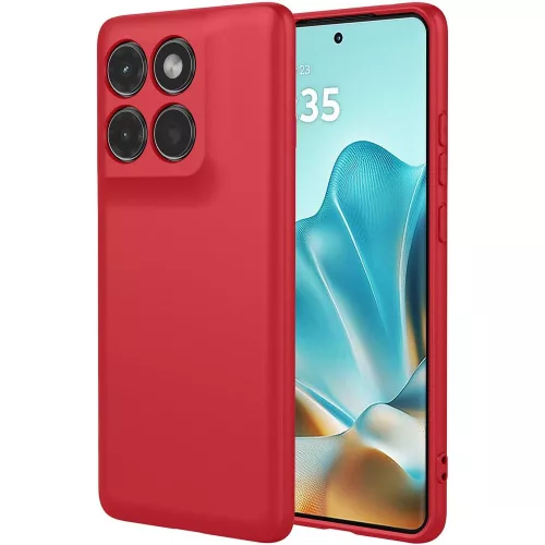 Motorola Edge 60 Fusion 5G / Edge 60 5G szilikon tok, hátlaptok, telefon tok, velúr belsővel, matt, piros, Silicon