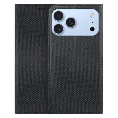 iPhone 18 Pro / 17 Pro könyvtok, fliptok, telefon tok, mágneszáras, bankkártyatartós, fekete