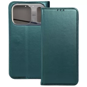   iPhone 17 Pro könyvtok, fliptok, telefon tok, mágneszáras, bankkártyatartós, zöld, Smart Magnetic