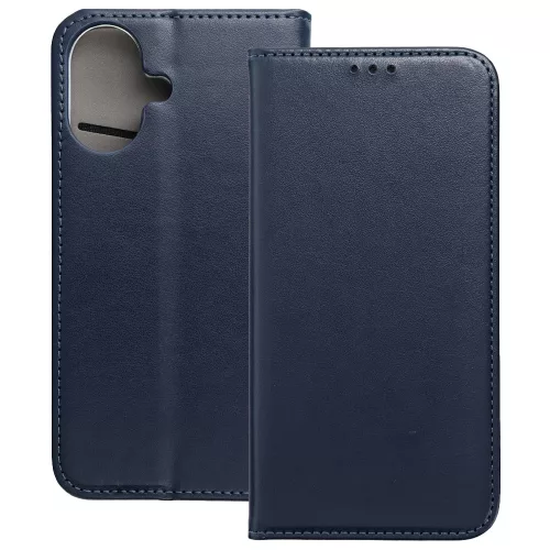 iPhone 17 könyvtok, fliptok, telefon tok, mágneszáras, bankkártyatartós, sötétkék, Smart Magnetic