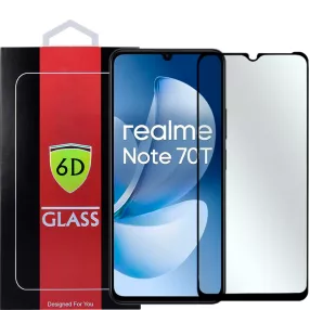   Realme Note 60 / Note 70T / C63 4G üvegfólia, tempered glass, előlapi, 6D, edzett, hajlított, fekete kerettel