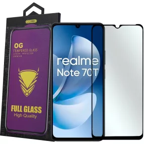   Realme Note 60 / Note 70T / C63 4G üvegfólia – 9H edzett, teljes képernyős, fekete keretes, OG Premium